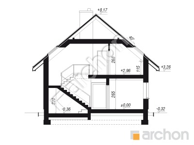 gotowy projekt Dom w aroniach 2 (G2) przekroj budynku