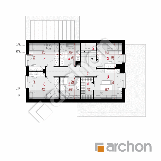 gotowy projekt Dom w afaskach 3 (G2E) rzut poddasza