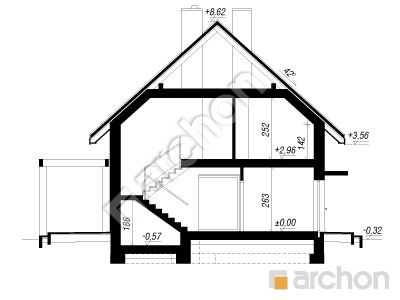 gotowy projekt Dom w zielistkach 32 (A) przekroj budynku