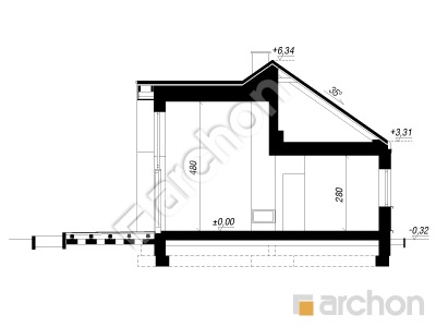 gotowy projekt Dom w modrzewiach 9 (E) przekroj budynku