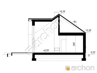 gotowy projekt Dom w modrzewiach 9 (E) przekroj budynku