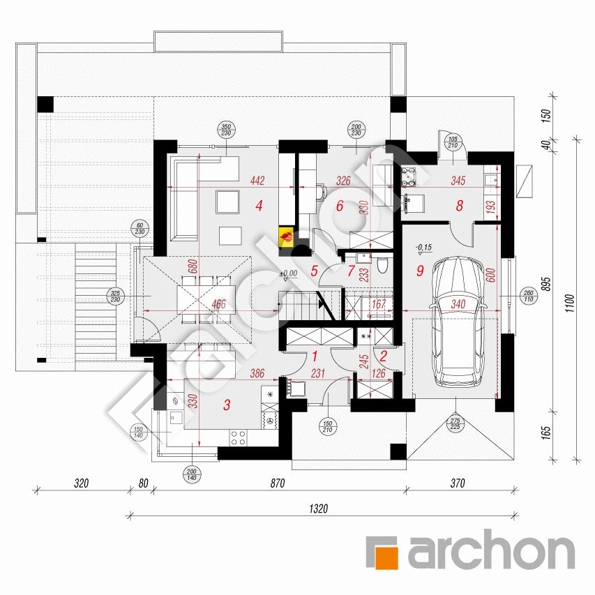 gotowy projekt Dom w amorfach 4 (GE) OZE rzut parteru