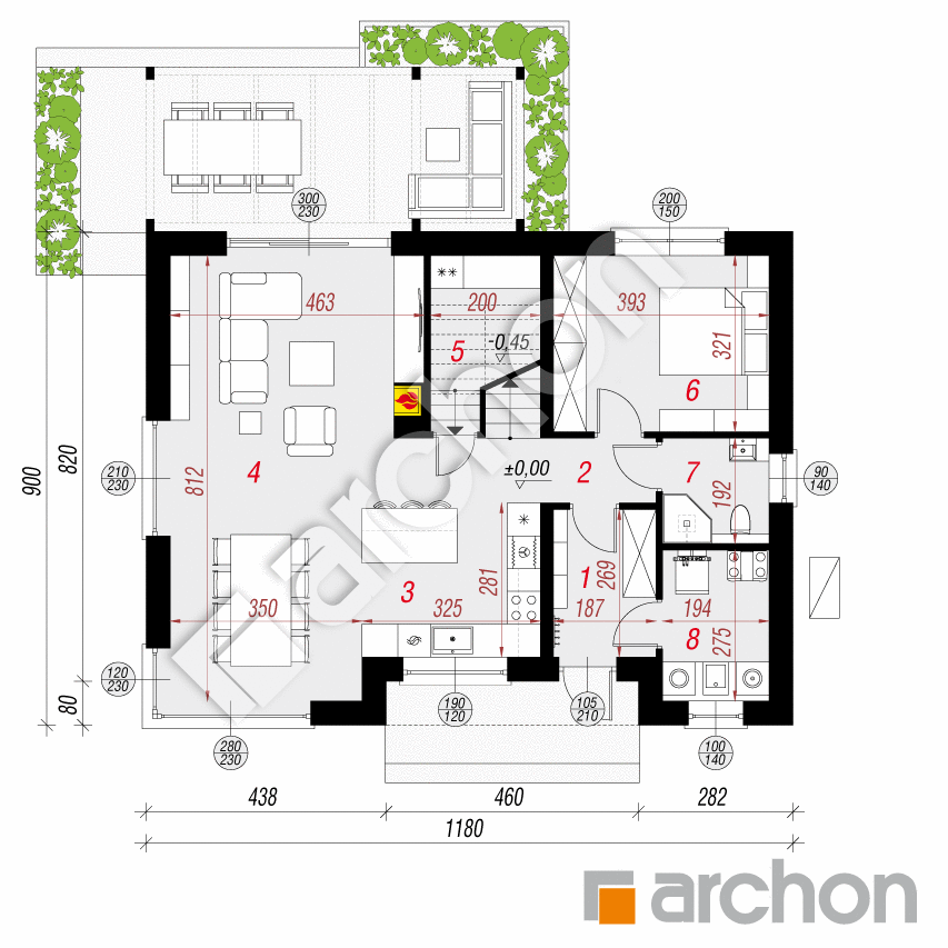 gotowy projekt Dom w wisteriach 21 (E) OZE rzut parteru