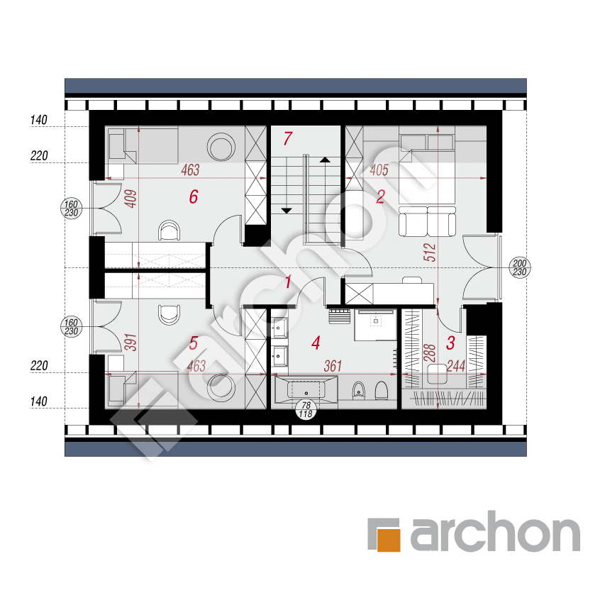 gotowy projekt Dom w wisteriach 21 (E) OZE rzut poddasza
