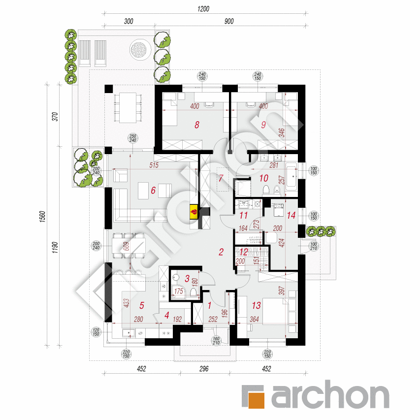 gotowy projekt Dom w renklodach 40 rzut parteru