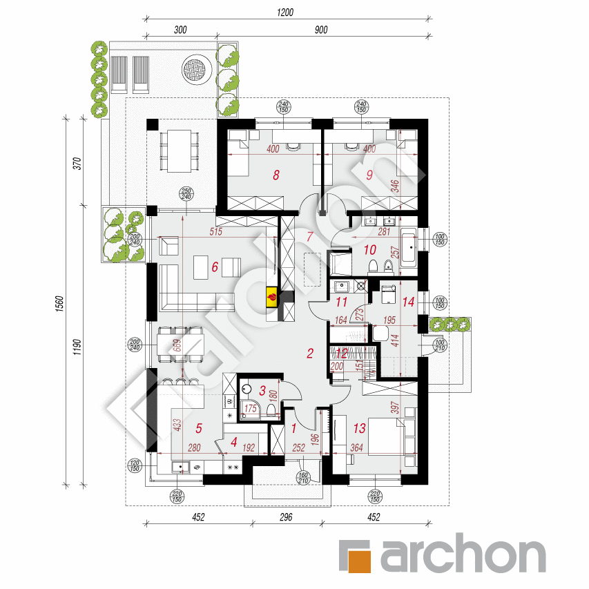 gotowy projekt Dom w renklodach 40 rzut parteru