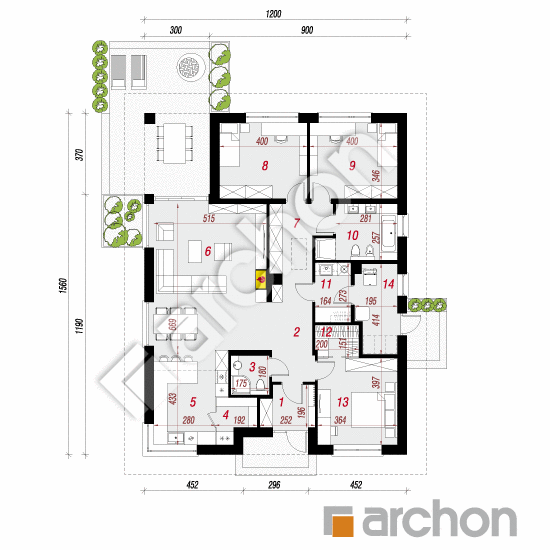 gotowy projekt Dom w renklodach 40 rzut parteru