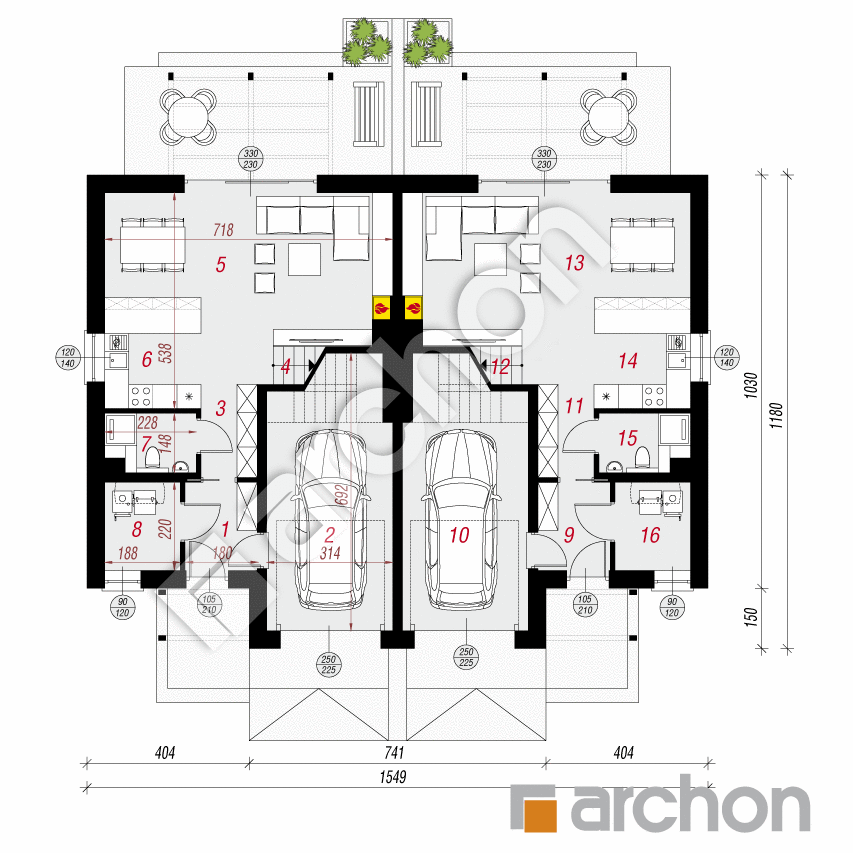 gotowy projekt Dom w klematisach 20 (R2N) rzut parteru
