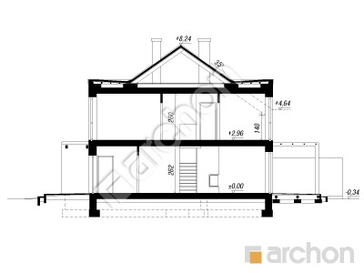 gotowy projekt Dom w klematisach 20 (R2N) przekroj budynku