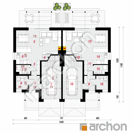 gotowy projekt Dom w klematisach 20 (R2N) rzut parteru