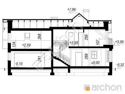 gotowy projekt Dom w rododendronach 2 (G2) przekroj budynku