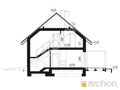 gotowy projekt Dom w malinówkach 45 (GE) OZE przekroj budynku