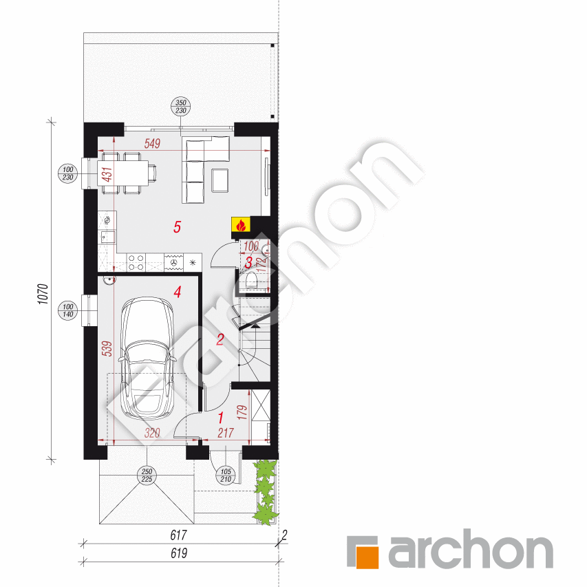 gotowy projekt Dom w riveach 25 (GB) rzut parteru