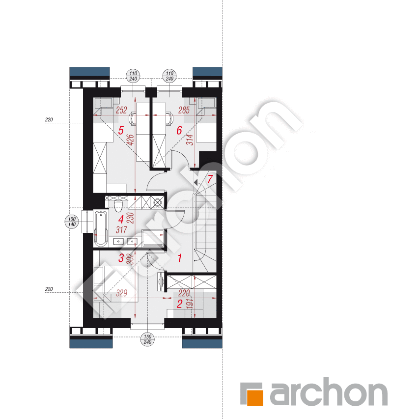 gotowy projekt Dom w riveach 25 (GB) rzut poddasza