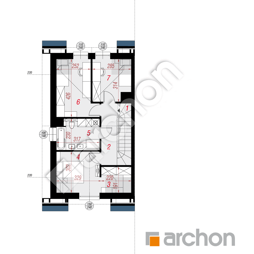 gotowy projekt Dom w riveach 25 (GB) rzut poddasza