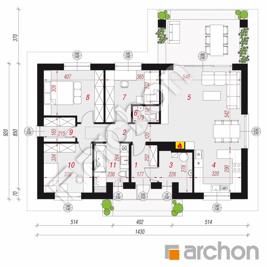 gotowy projekt Dom w kostrzewach 4 (A) rzut parteru