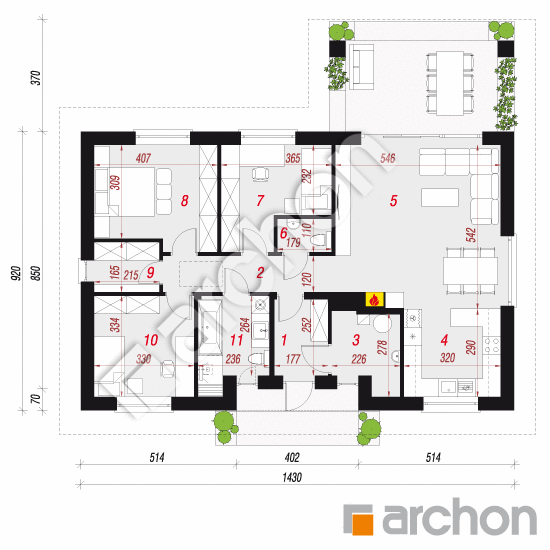 gotowy projekt Dom w kostrzewach 4 (A) rzut parteru