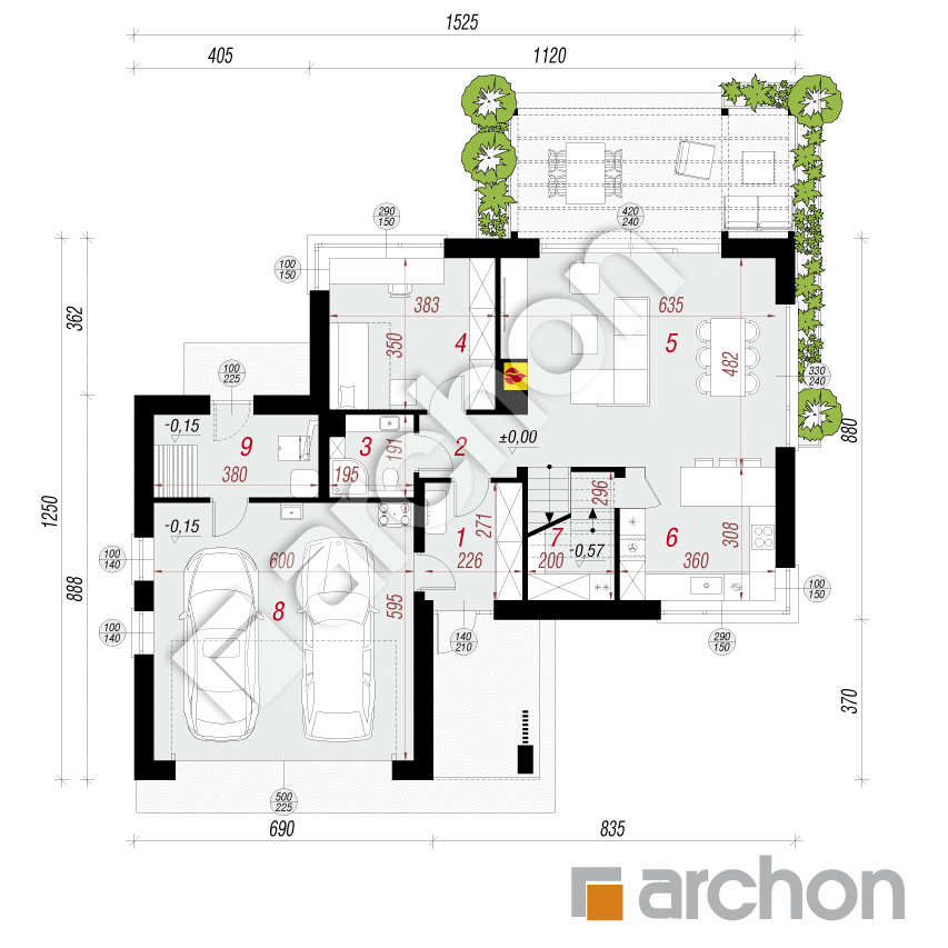 gotowy projekt Dom w kalwilach 3 (G2E) rzut parteru