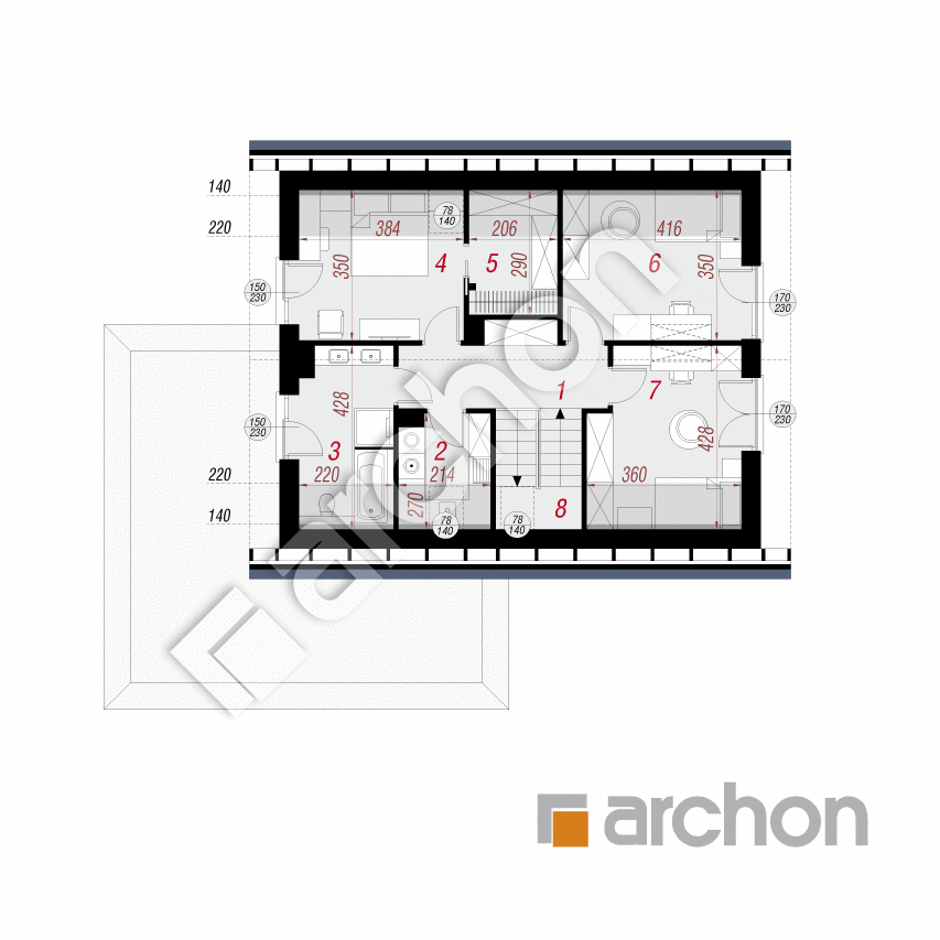 gotowy projekt Dom w kalwilach 3 (G2E) rzut poddasza