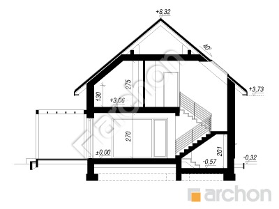 gotowy projekt Dom w kalwilach 3 (G2E) przekroj budynku