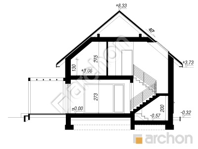 gotowy projekt Dom w kalwilach 3 (G2E) przekroj budynku