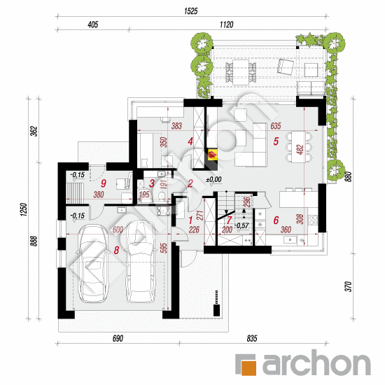 gotowy projekt Dom w kalwilach 3 (G2E) rzut parteru