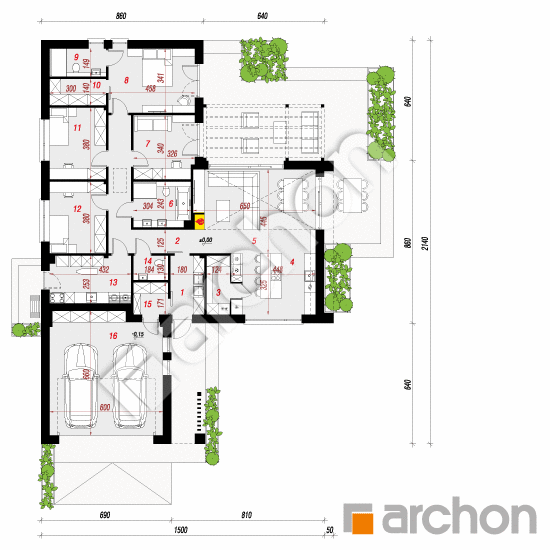 gotowy projekt Dom w bakopach 2 (G2E) rzut parteru