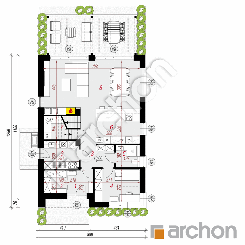 gotowy projekt Dom w strelicjach 4 (E) rzut parteru