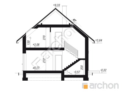 gotowy projekt Dom w strelicjach 4 (E) przekroj budynku