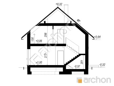 gotowy projekt Dom w strelicjach 4 (E) przekroj budynku