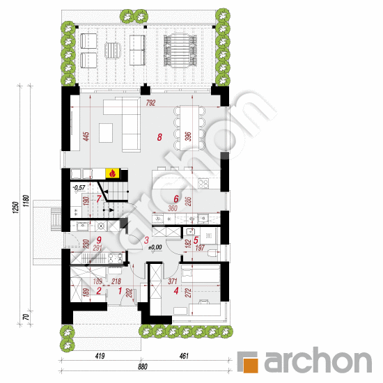 gotowy projekt Dom w strelicjach 4 (E) rzut parteru