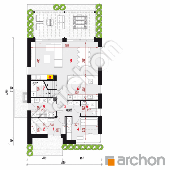 gotowy projekt Dom w strelicjach 4 (E) rzut parteru