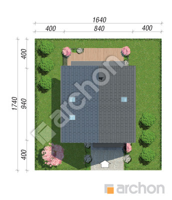 gotowy projekt Dom w rododendronach 30 (E) OZE sytuacja