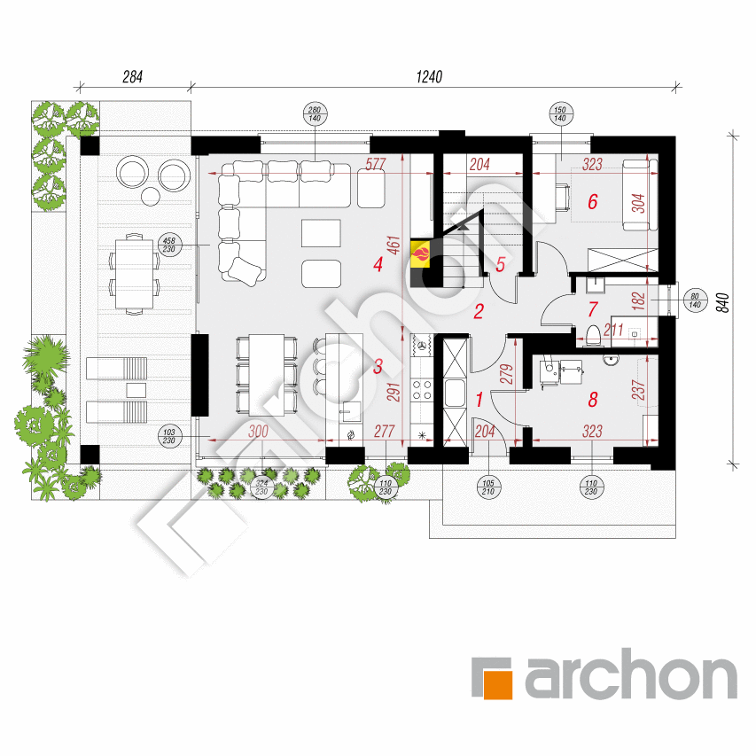 gotowy projekt Dom w szyszkowcach 3 rzut parteru