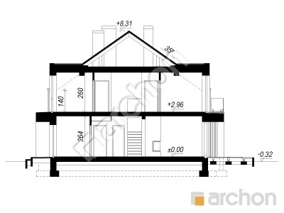 gotowy projekt Dom w klematisach 31 (R2) przekroj budynku