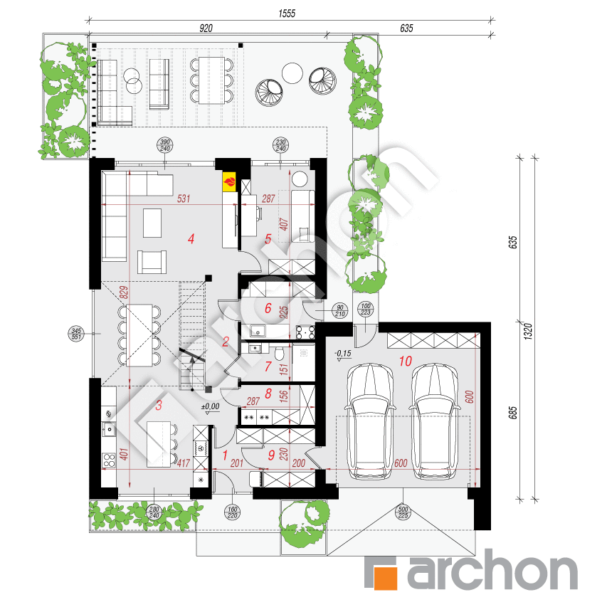 gotowy projekt Willa Malika (G2E) rzut parteru