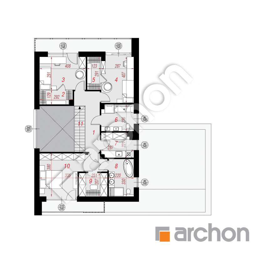 gotowy projekt Willa Malika (G2E) rzut piętra