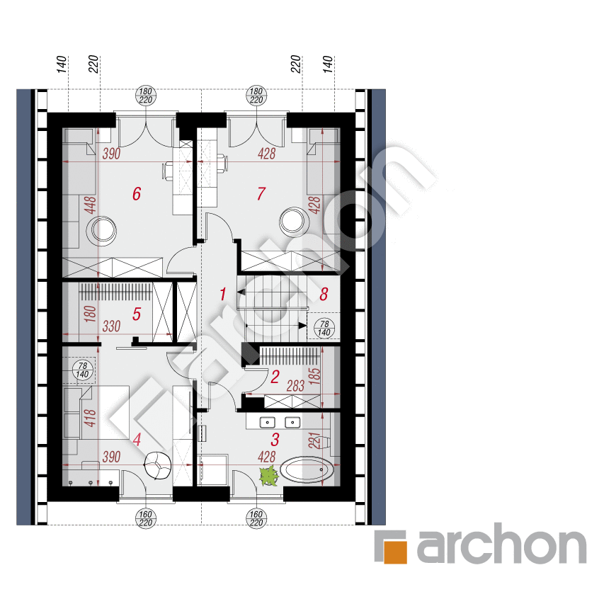 gotowy projekt Dom w anyżku 9 (E) rzut poddasza
