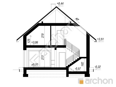 gotowy projekt Dom w anyżku 9 (E) przekroj budynku