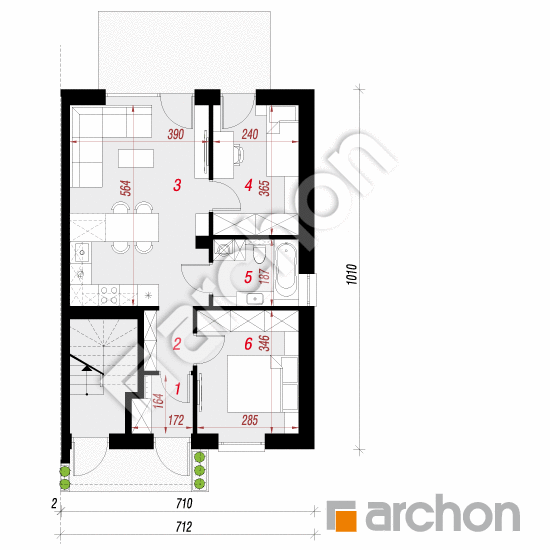 gotowy projekt Dom w bratkach 21 (R2B) rzut parteru