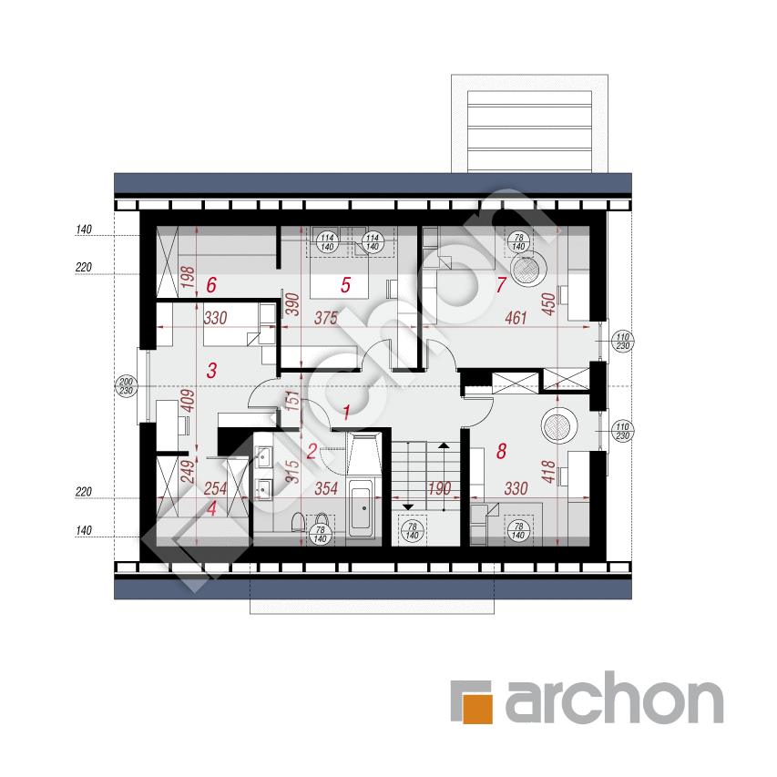 gotowy projekt Dom w sorgo rzut poddasza