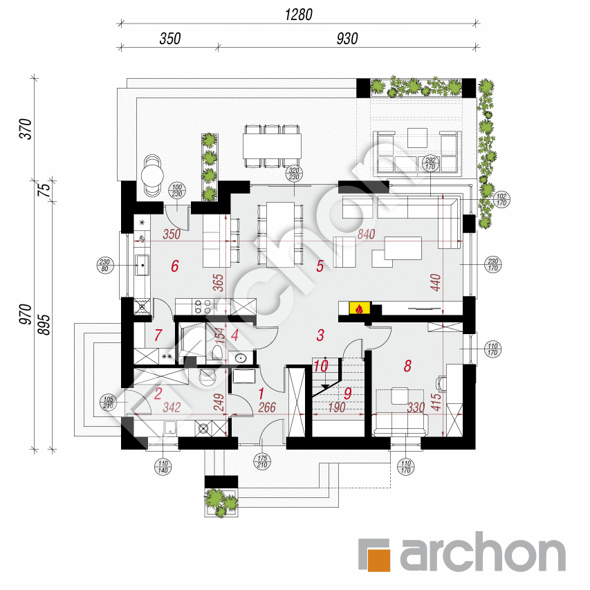 gotowy projekt Dom w sorgo rzut parteru