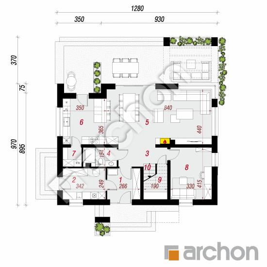 gotowy projekt Dom w sorgo rzut parteru