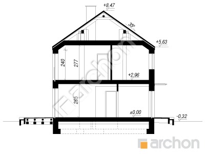 gotowy projekt Dom w zimokwiatach 3 (GB) przekroj budynku