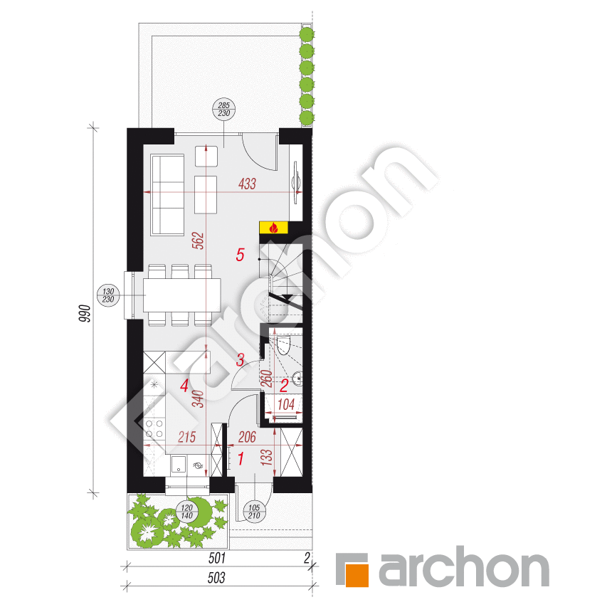 gotowy projekt Dom w riveach 7 (B) rzut parteru