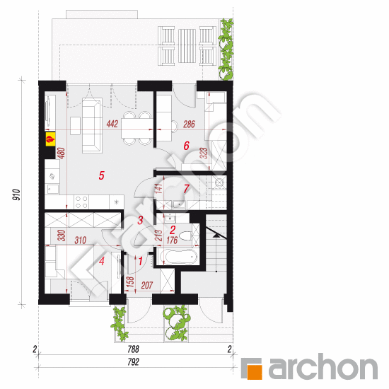 gotowy projekt Dom w rokitnikach (R2S) rzut parteru