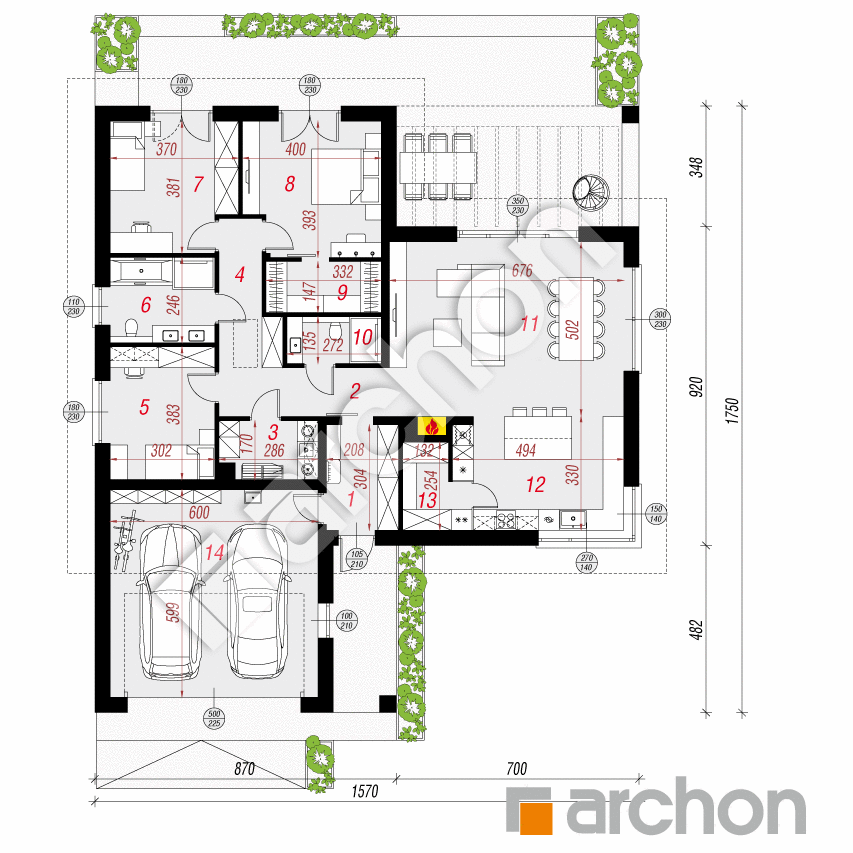 gotowy projekt Dom w macierzankach 4 (G2) rzut parteru