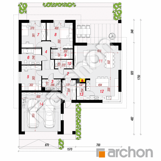 gotowy projekt Dom w macierzankach 4 (G2) rzut parteru