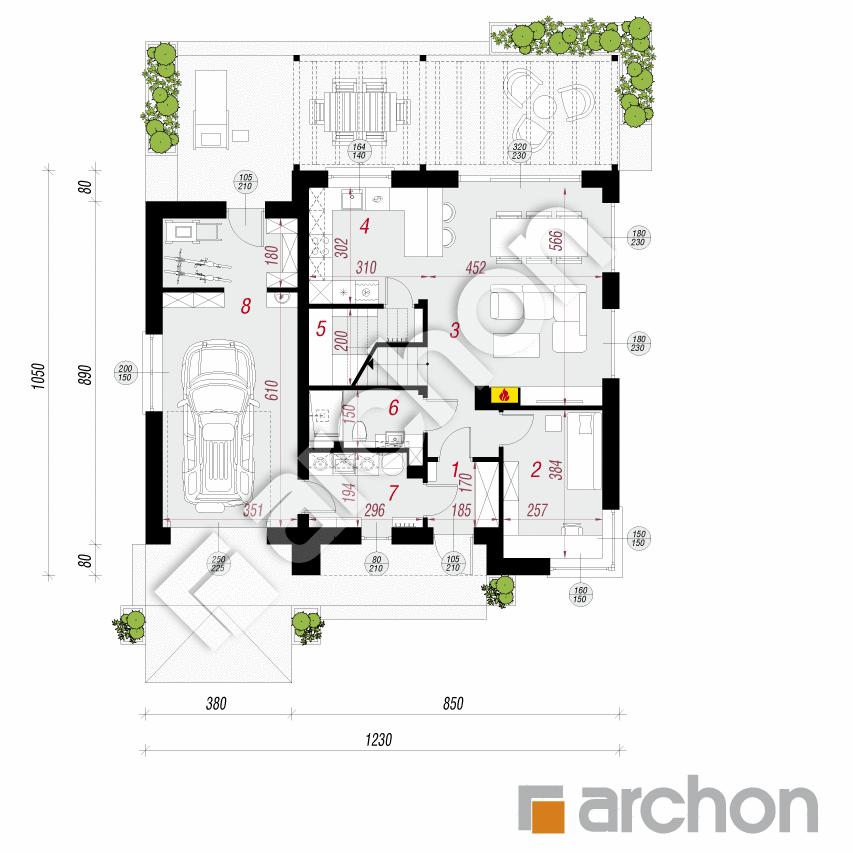 gotowy projekt Dom w malinówkach 21 (G) rzut parteru
