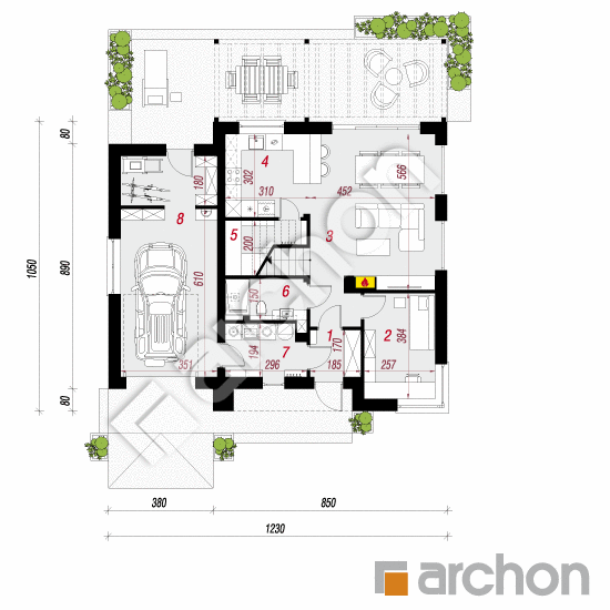 gotowy projekt Dom w malinówkach 21 (G) rzut parteru